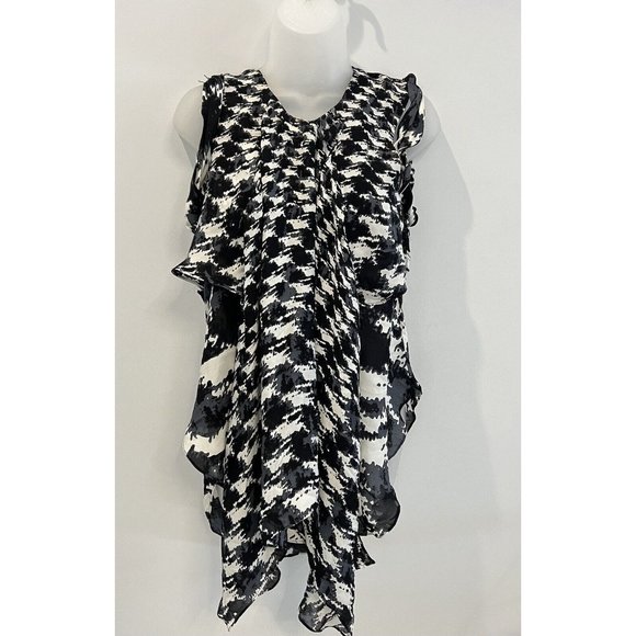 2b Rych Women’s Black White Gray Sleeveless Silk Top 4 - Picture 3 of 8